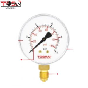 گیج فشار 10 بار صفحه 6 سانتی متری توسن
